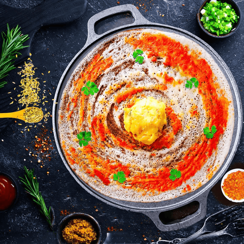 Cast Iron Dosa/Roti Tawa with Double Handle