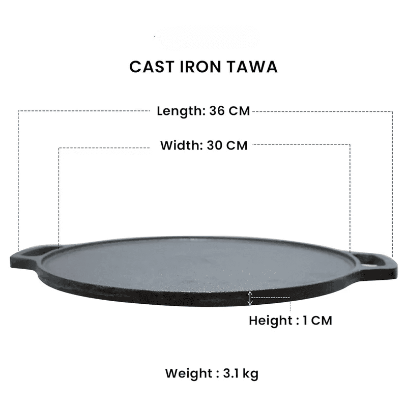 Cast Iron Dosa/Roti Tawa with Double Handle
