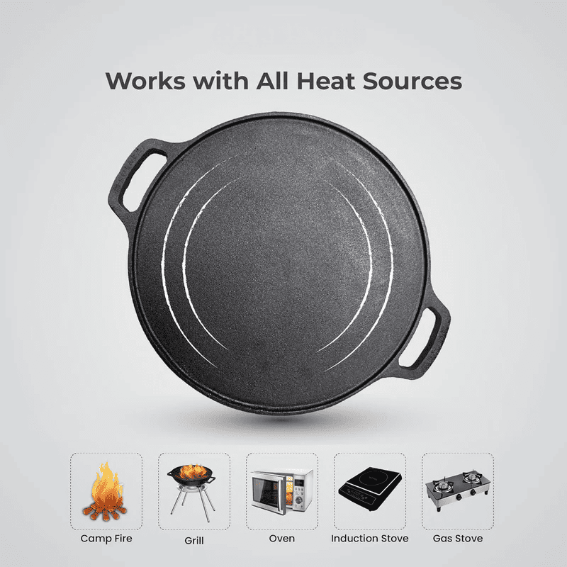 Cast Iron Dosa/Roti Tawa with Double Handle